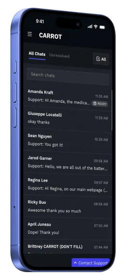 Customer chat screenshot
