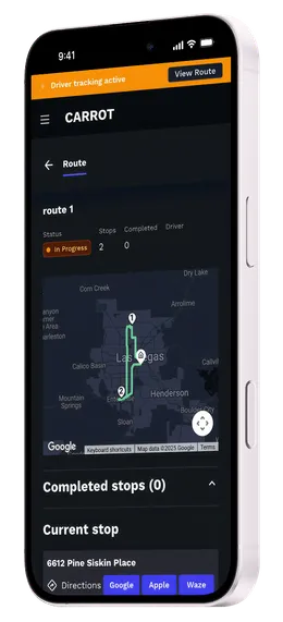Live driver tracking screenshot