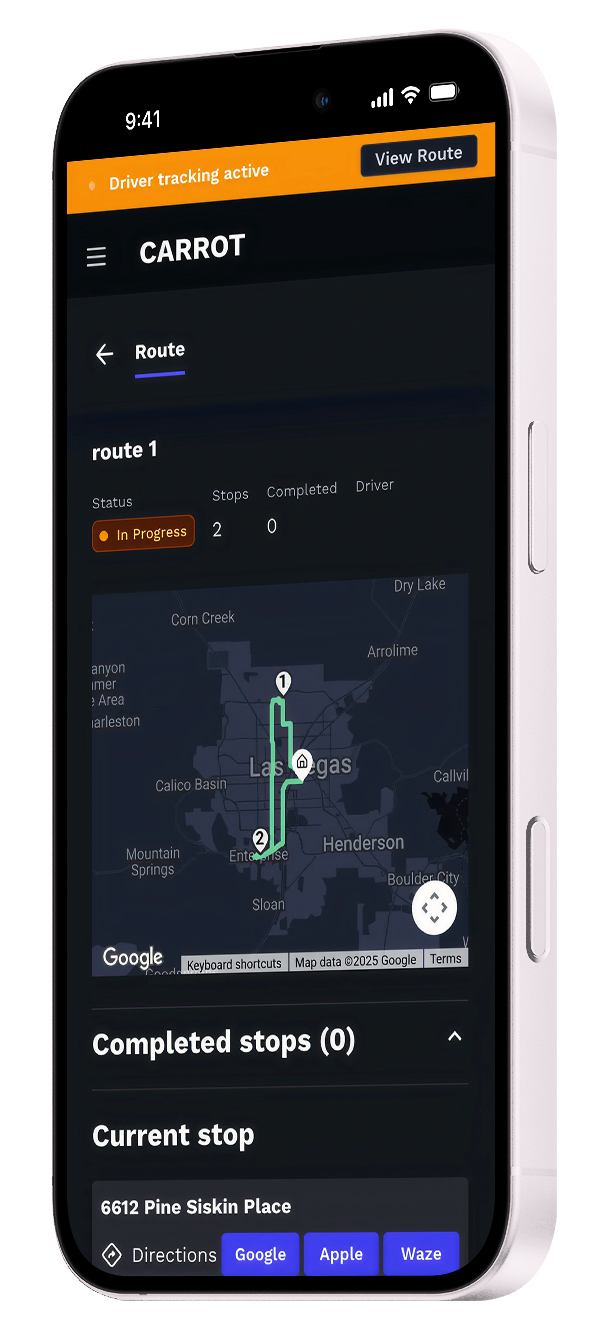 Live driver tracking screenshot